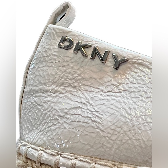 DKNY Orza peep-toe espadrille wedge in white leather Size 10 - Picture 3 of 11